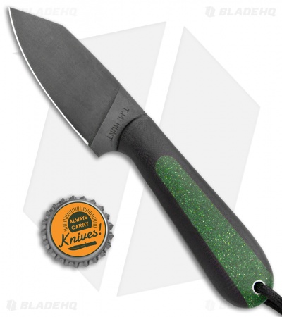 T.M. Hunt Custom Hogua Fixed Blade Black G10/Candy Stripe Green (3.1" Black)