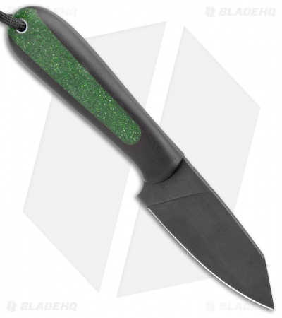 T.M. Hunt Custom Hogua Fixed Blade Black G10/Candy Stripe Green (3.1" Black)