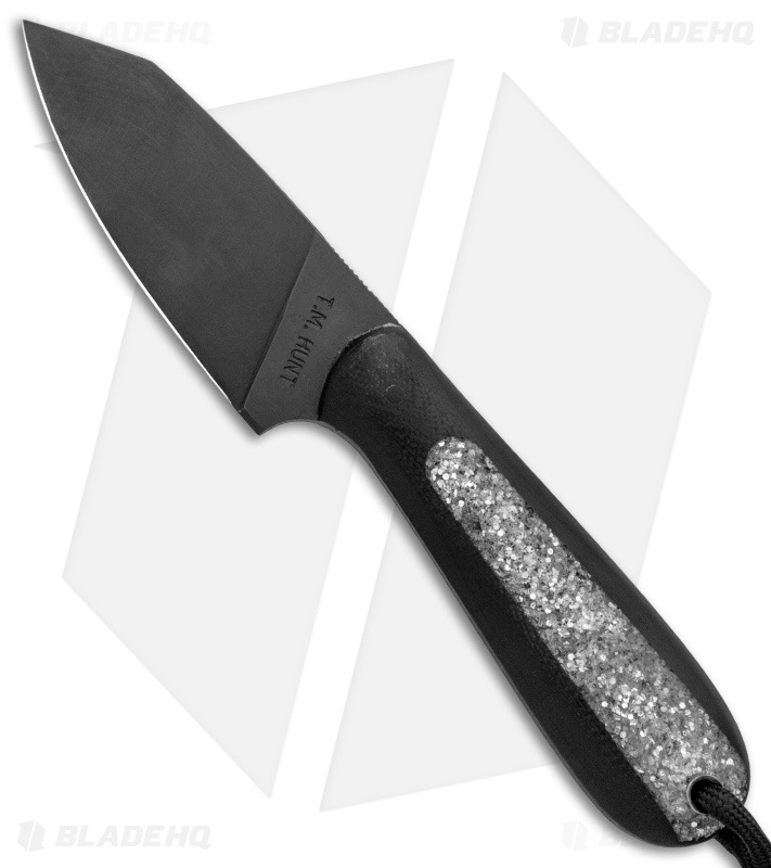 T.M. Hunt Custom Hogua Fixed Blade Knife Black G-10 "Onyx Flake" (3.1"Black)