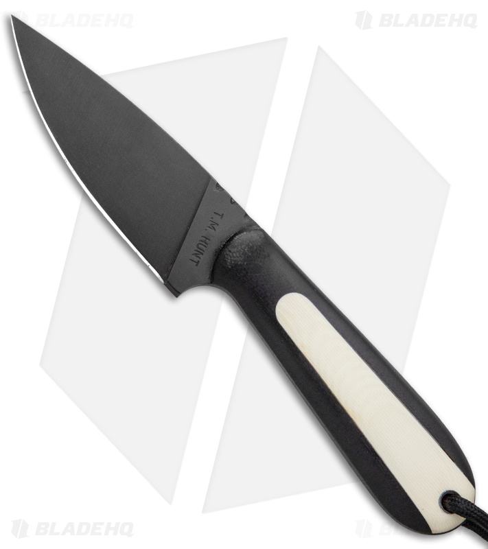 T.M. Hunt Custom Magua Fixed Blade Knife Black/White G-10 (3.5" Black)