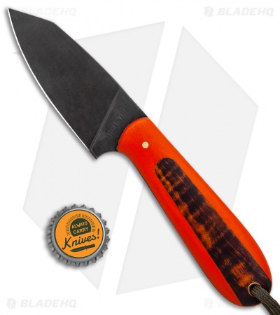 T.M. Hunt Custom Hogua Fixed Blade Knife Orange G-10/Curly Maple (3.1" Acid)