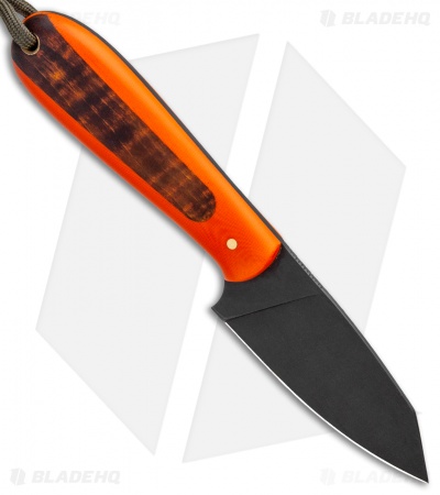 T.M. Hunt Custom Hogua Fixed Blade Knife Orange G-10/Curly Maple (3.1" Acid)