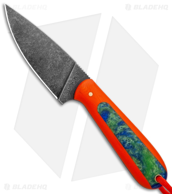 T.M. Hunt Custom Magua Fixed Blade Knife Orange G-10/Earth Resin (3.5" Black)