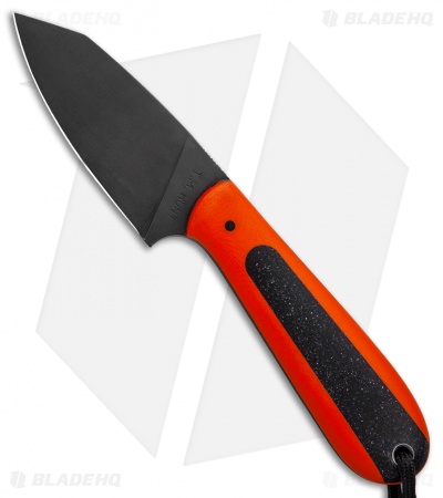 T.M. Hunt Custom Hogua Fixed Blade Knife Orange G-10 "Onyx Flake" (3.1"Black)