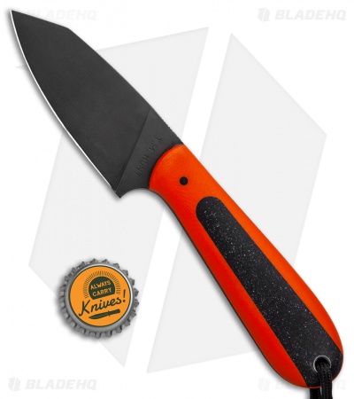 T.M. Hunt Custom Hogua Fixed Blade Knife Orange G-10 "Onyx Flake" (3.1"Black)