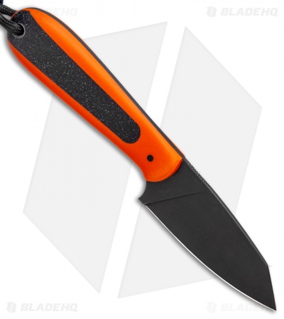 T.M. Hunt Custom Hogua Fixed Blade Knife Orange G-10 "Onyx Flake" (3.1"Black)