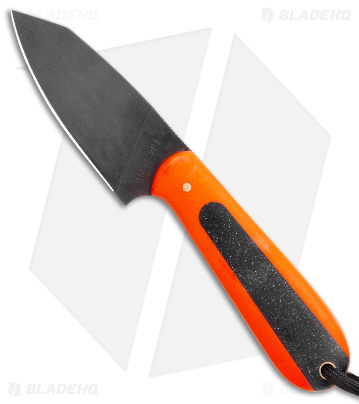 T.M. Hunt Custom Hogua Fixed Blade Knife Orange G10/Onyx Flake (3.1" Black)