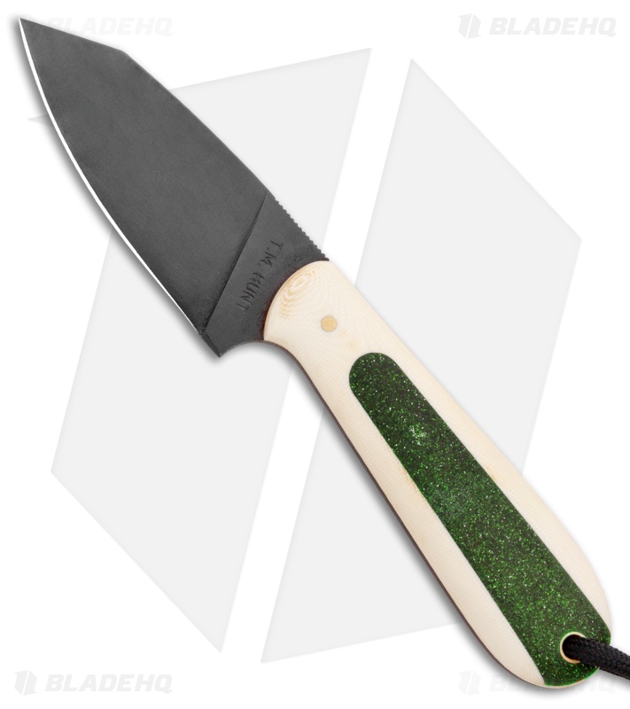 T.M. Hunt Custom Hogua Fixed Blade White G10/Candy Stripe Green (3.1" Black)