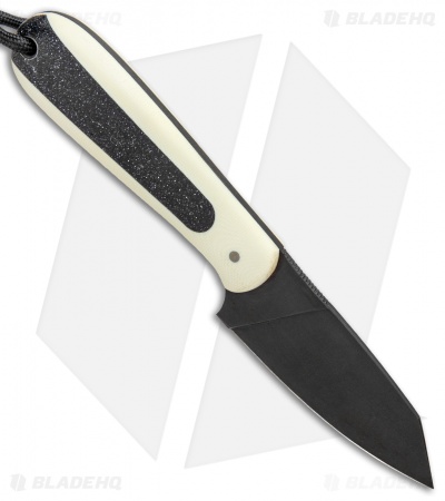 T.M. Hunt Custom Hogua Fixed Blade Knife White G-10 "Onyx Flake" (3.1" Black)