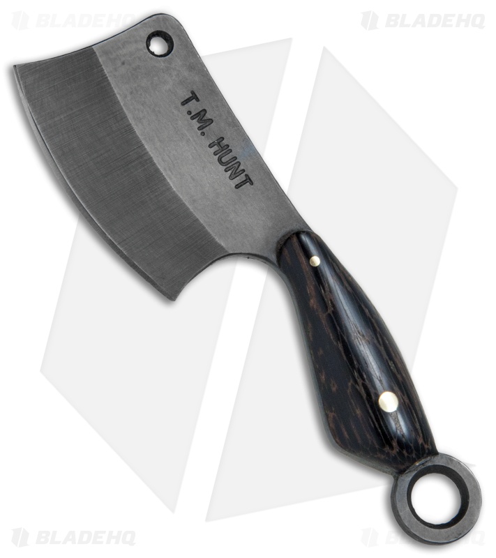 T.M. Hunt Custom "Leave it" Cleaver Keychain Knife Black Palm Wood(1.75" Black)