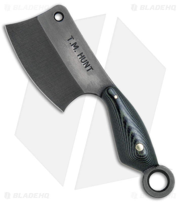T.M. Hunt Custom "Leave it" Cleaver Keychain Knife Camo G-10 (1.75" Black)