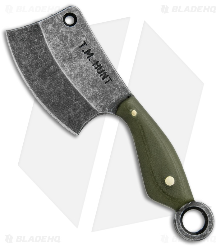 T.M. Hunt Custom "Leave it" Cleaver Keychain Knife OD Green G-10 (1.75" Black)
