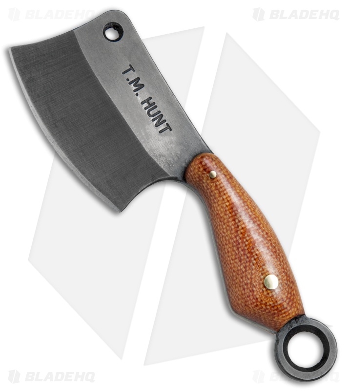 T.M. Hunt Custom "Leave it" Cleaver Keychain Knife Natural Micarta(1.75" Black)