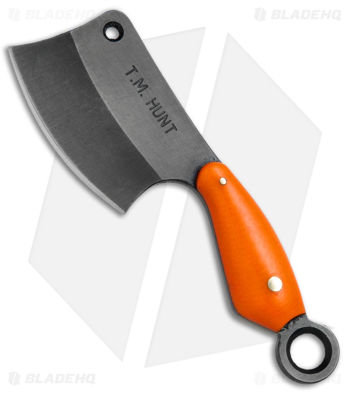 T.M. Hunt Custom "Leave it" Cleaver Keychain Knife Orange G-10 (1.75" Black)