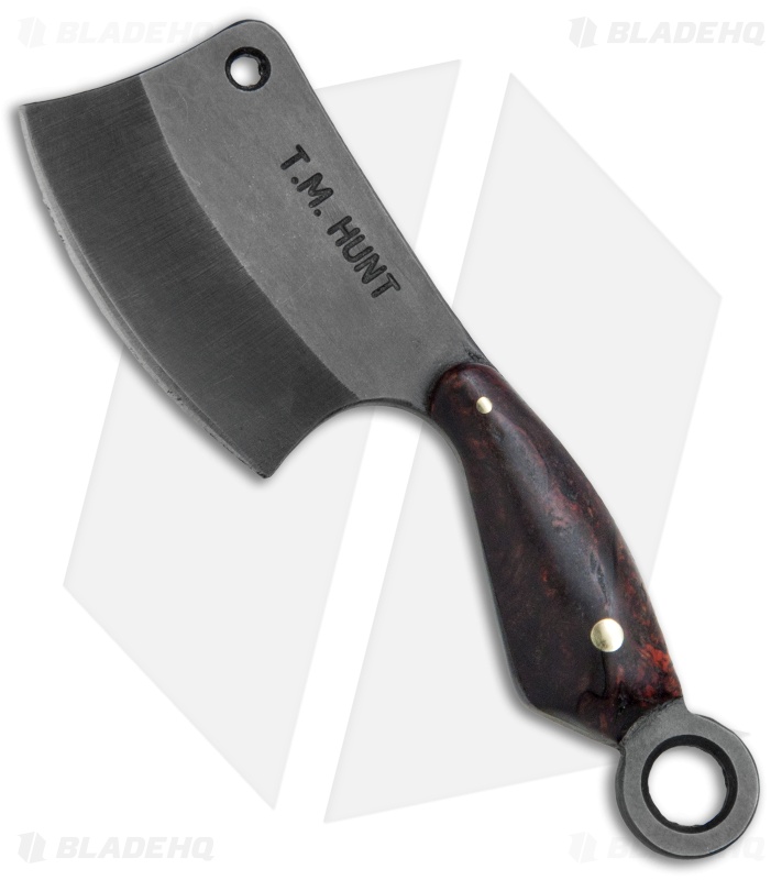 T.M. Hunt Custom "Leave it" Cleaver Red Dyed Box Elder Burl (1.75" Black)
