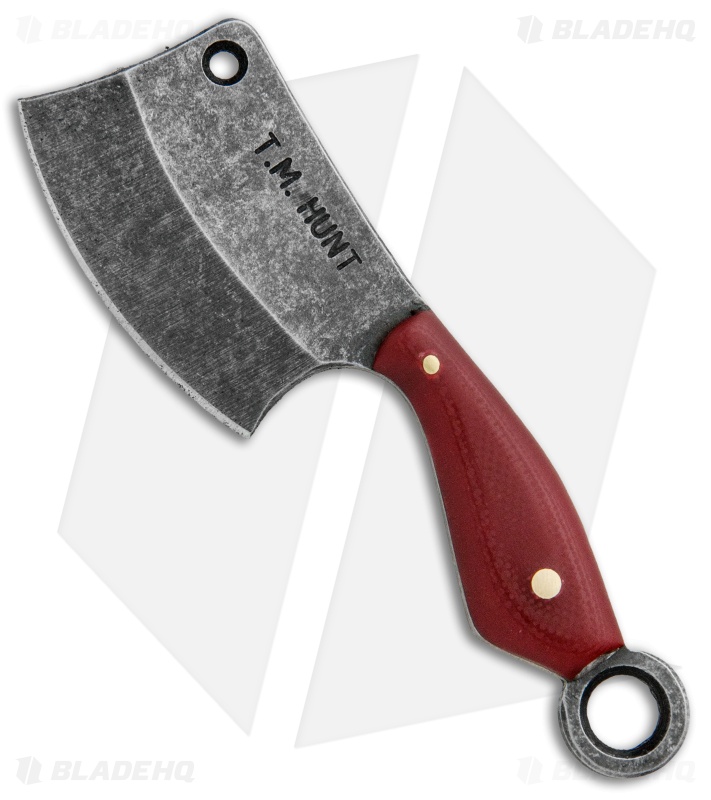 T.M. Hunt Custom "Leave it" Cleaver Keychain Knife Red G-10 (1.75" Black SW)