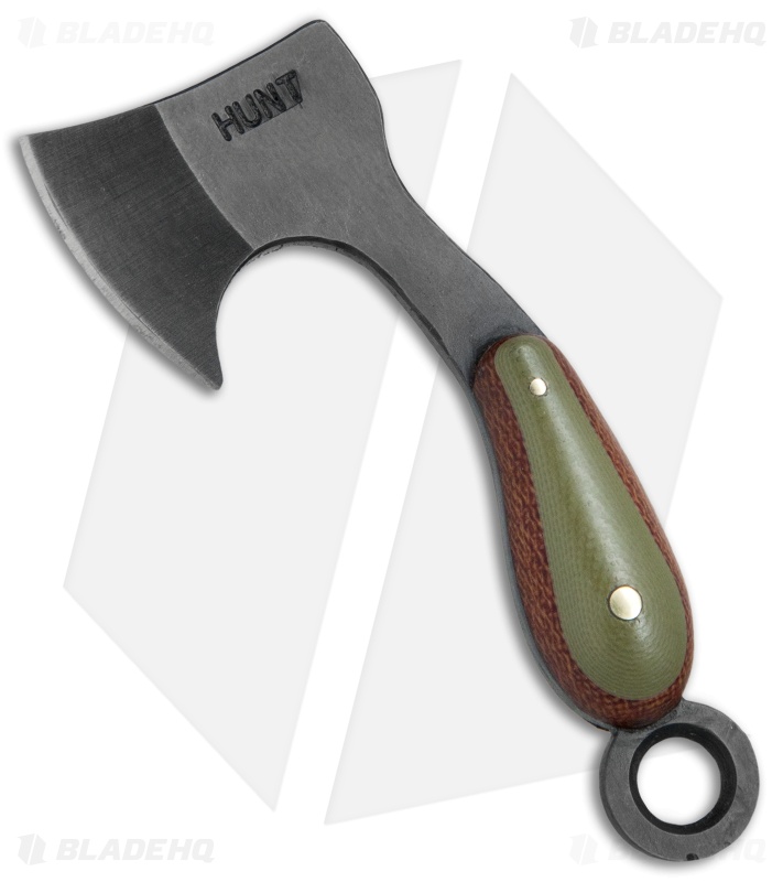 T.M. Hunt Custom "Lil Billy Bad Axe" Keychain Natural Micarta/OD Green G-10