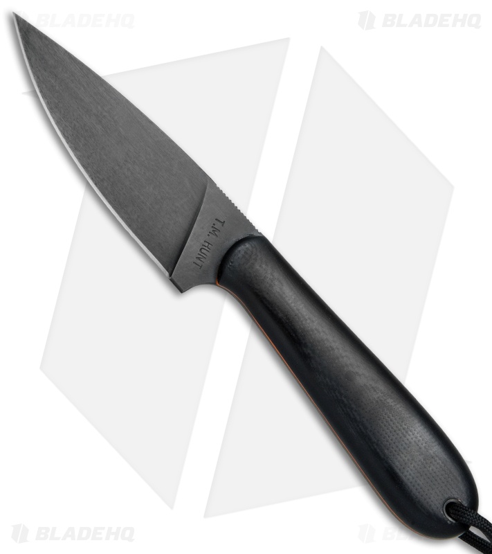 T.M. Hunt Custom Magua Fixed Blade Knife Black G-10/Orange Liner (3.5" Black)