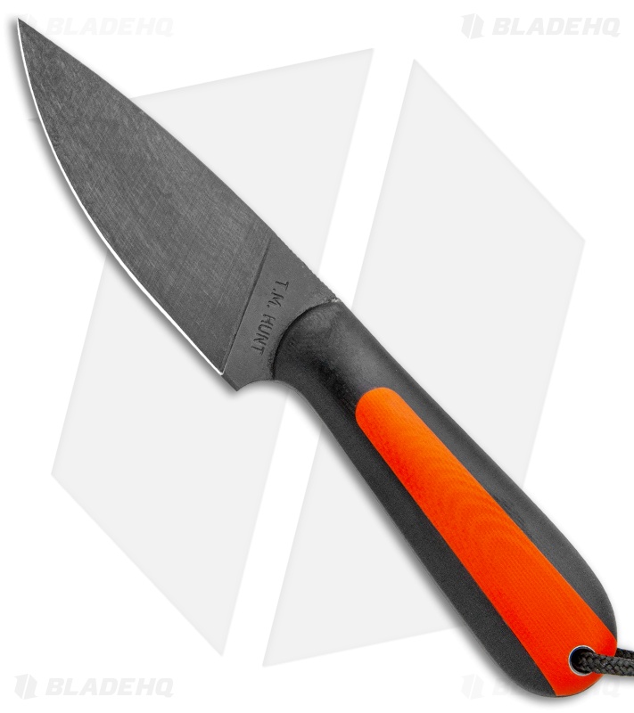 T.M. Hunt Custom Magua Fixed Blade Knife Black/Orange Opposite G-10 (3.5" Black)