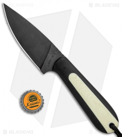 T.M. Hunt Custom Magua Fixed Blade Knife Black/White G-10 (3.5" Black)