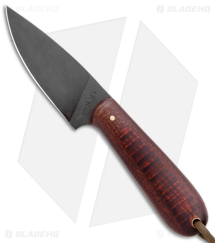 T.M. Hunt Custom Magua Fixed Blade Knife Burlap/Curly Maple (3.5" Black)