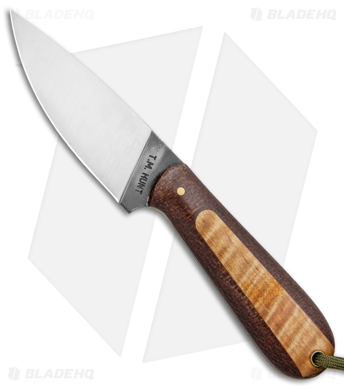 T.M. Hunt Custom Magua Fixed Blade Knife Curly Maple/Micarta (3.5" Two-Tone)