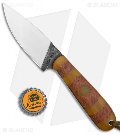 T.M. Hunt Custom Magua Fixed Blade Knife Bullseye Filework G-10/Micarta (3.5")