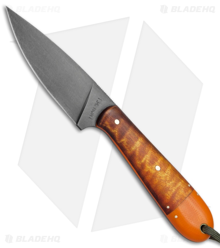 T.M. Hunt Custom Magua Fixed Blade Knife Maple Wood/Orange G-10 (3.5" Black)
