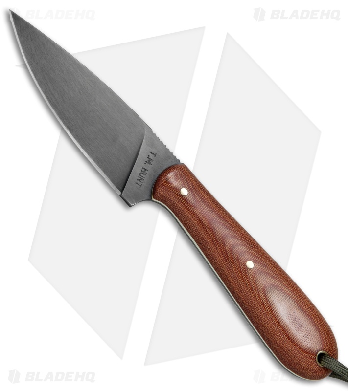 T.M. Hunt Custom Magua Fixed Blade Knife Natural Micarta/White G-10 (3.5" Black)
