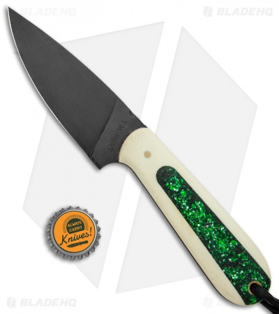 T.M. Hunt Custom Magua Fixed Blade Knife White G10/ Candy Stripe (3.5" Black)