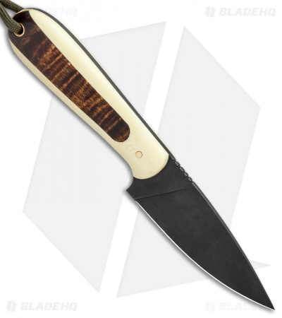 T.M. Hunt Custom Magua Fixed Blade Knife White G-10/Curly Maple (3.5" Black)