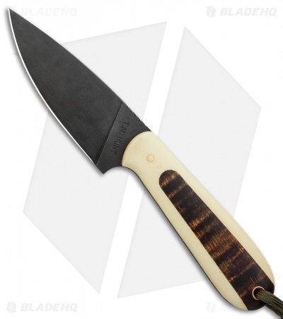 T.M. Hunt Custom Magua Fixed Blade Knife White G-10/Curly Maple (3.5" Black)