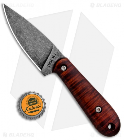 T.M. Hunt Custom Skelemaug Fixed Blade Knife Curly Maple (3.75" Acid)