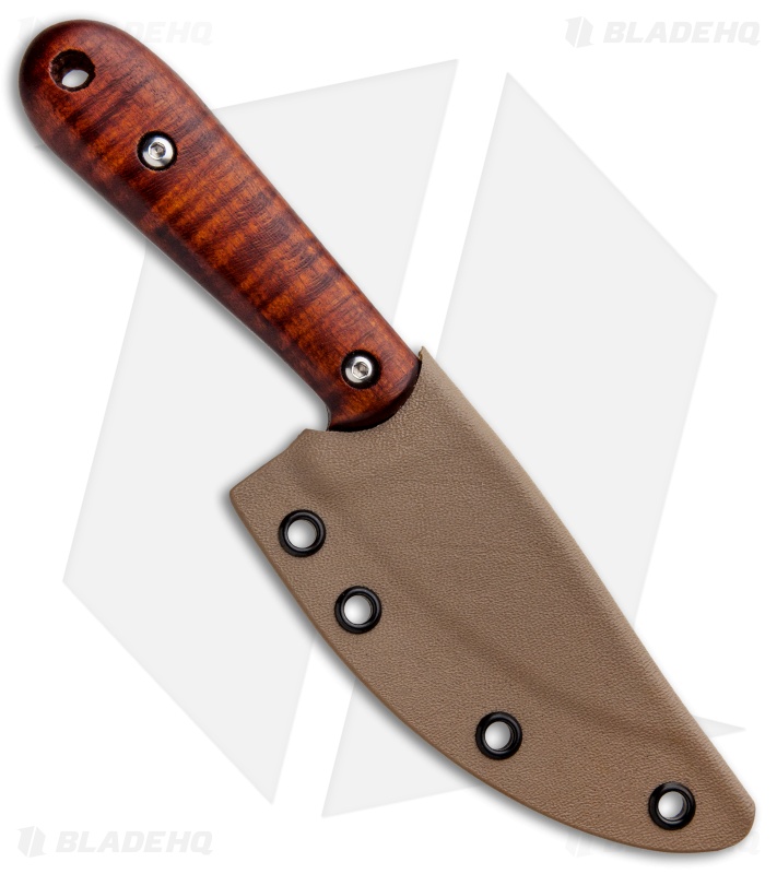 T.M. Hunt Custom Skelemaug Fixed Blade Knife Curly Maple (3.75" Acid)