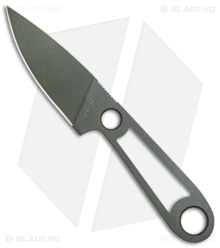 T.M. Hunt Custom Skelemaug Fixed Blade w/ OD Green Kydex Sheath (3.75" OD Green)