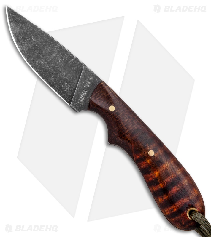 T.M. Hunt Custom Hedgehog Fixed Blade Burlap/Curly Maple (3.75" Acid)