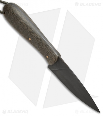 T.M. Hunt Custom Fixed Blade Knife Green Micarta (3.5" Black)