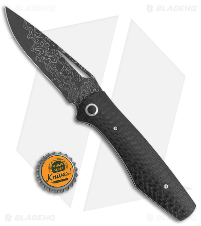 Tuch Umqua Liner Lock Dual Action Auto Knife Carbon Fiber (3.5" Damascus)