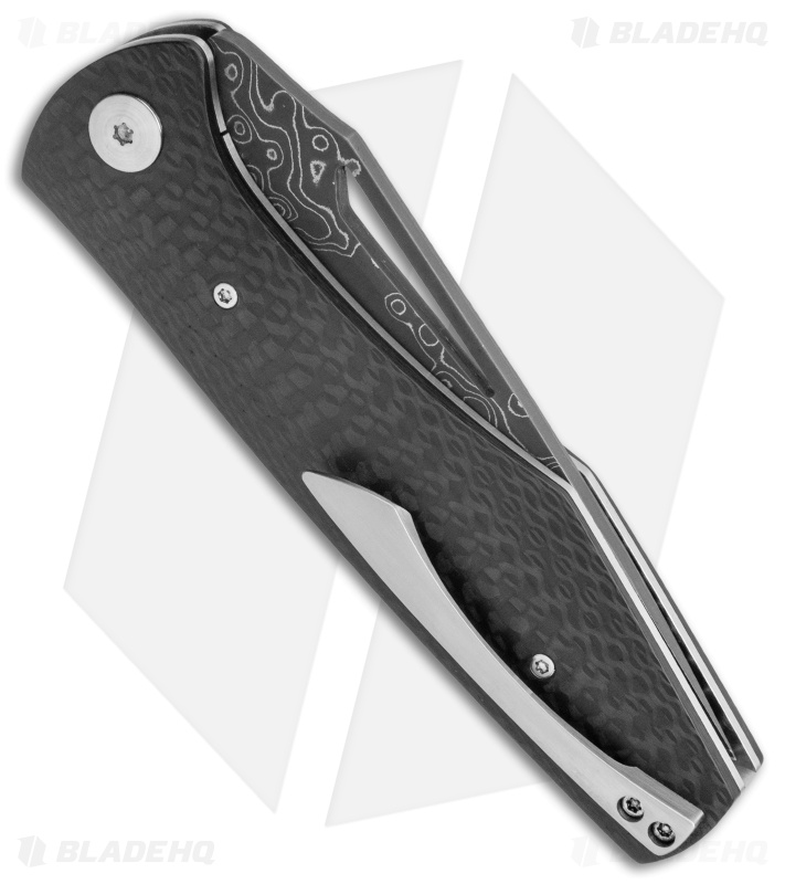 Tuch Umqua Liner Lock Dual Action Auto Knife Carbon Fiber (3.5" Damascus)