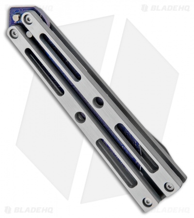 VMX Vallotton/Maverick Custom Balisong Knife Tuxedo Ti (4.25" Blued Damascus)