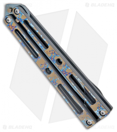 VMX Vallotton/Maverick Custom Balisong Knife Vulcan Ti (4.25" Blued Damascus)