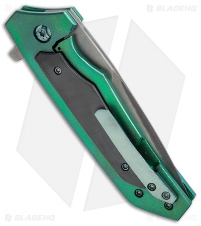 Venier Forge Ronin Frame Lock Flipper Knife Green Ti w/ Zirconium (3.3" Layered)