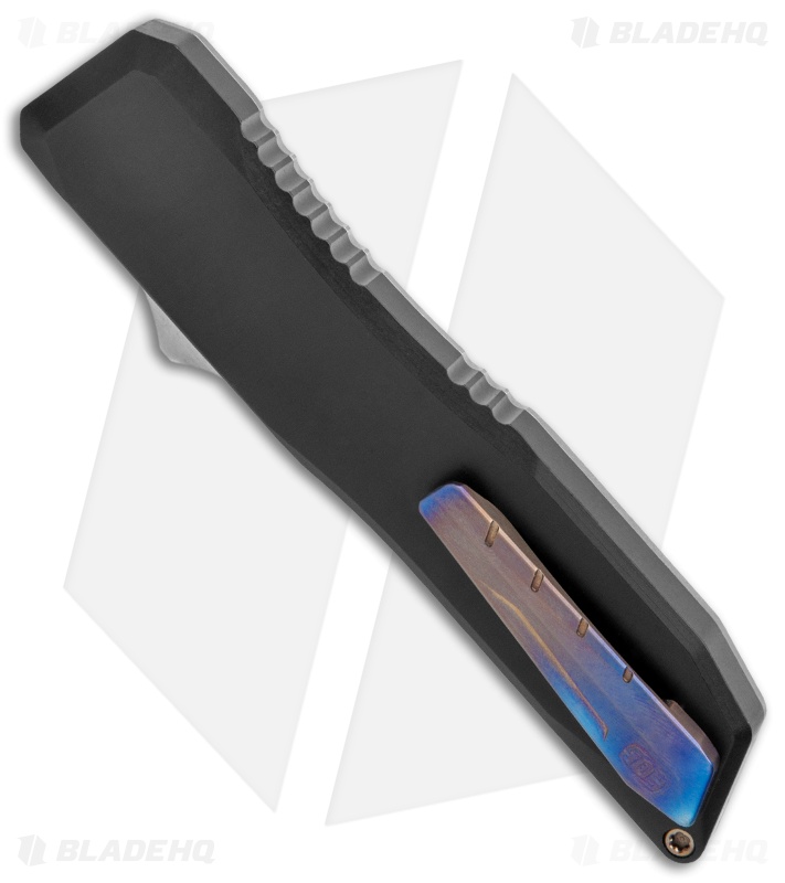 EOS Harpoon OTF Auto Dagger Knife Gray Ti./Black Flamed Clip (3.75" Two-Tone)
