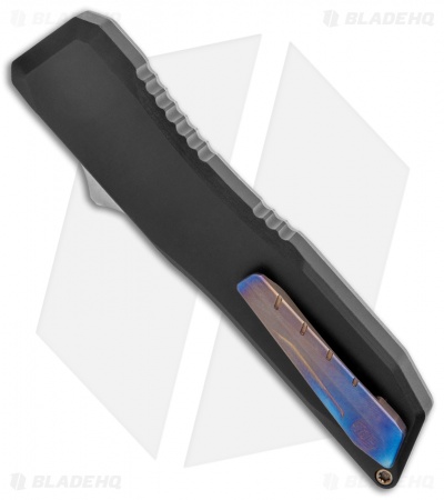 EOS Harpoon OTF Auto Dagger Knife Gray Ti./Black Flamed Clip (3.75" Two-Tone)
