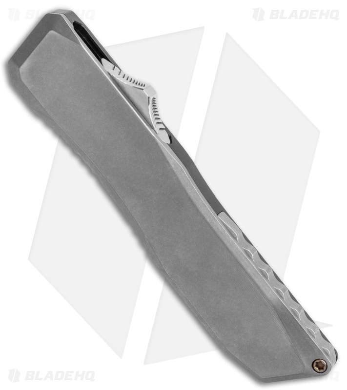 EOS Harpoon OTF Auto Dagger Knife Gray Ti./Black Flamed Clip (3.75" Two-Tone)