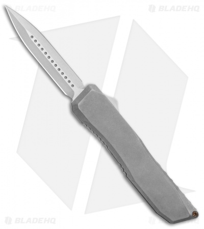 EOS Harpoon OTF Auto Dagger Knife Gray Ti./Black Flamed Clip (3.75" Two-Tone)