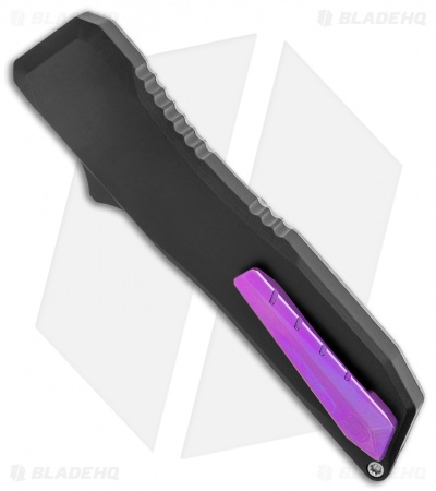 EOS Harpoon OTF Auto Knife Gray Ti./Black Al. Purple Spacer (3.7" Stonewash)
