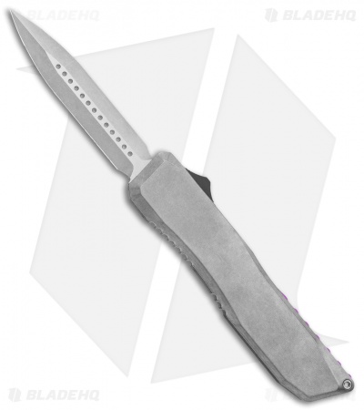 EOS Harpoon OTF Auto Knife Gray Ti./Black Al. Purple Spacer (3.7" Stonewash)