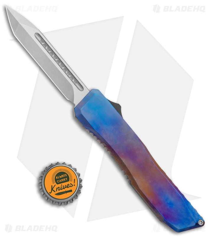 EOS Harpoon OTF Auto Tanto Knife Flamed Titanium/Black (3.75" Two-Tone)