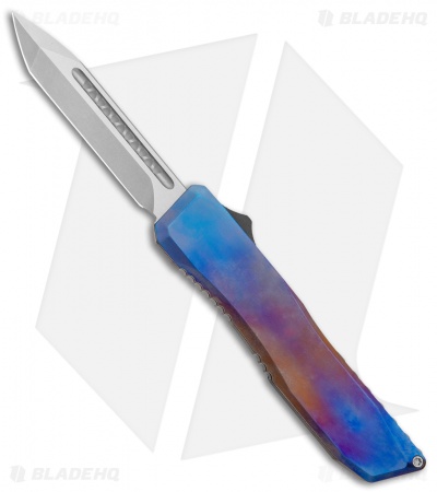 EOS Harpoon OTF Auto Tanto Knife Flamed Titanium/Black (3.75" Two-Tone)
